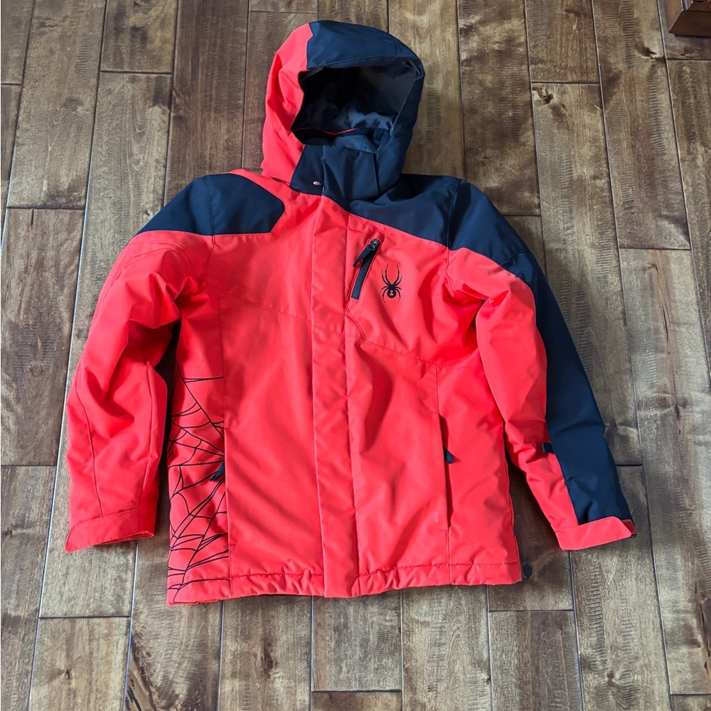 Spyder black and orange/red ski coat sz 16 kids